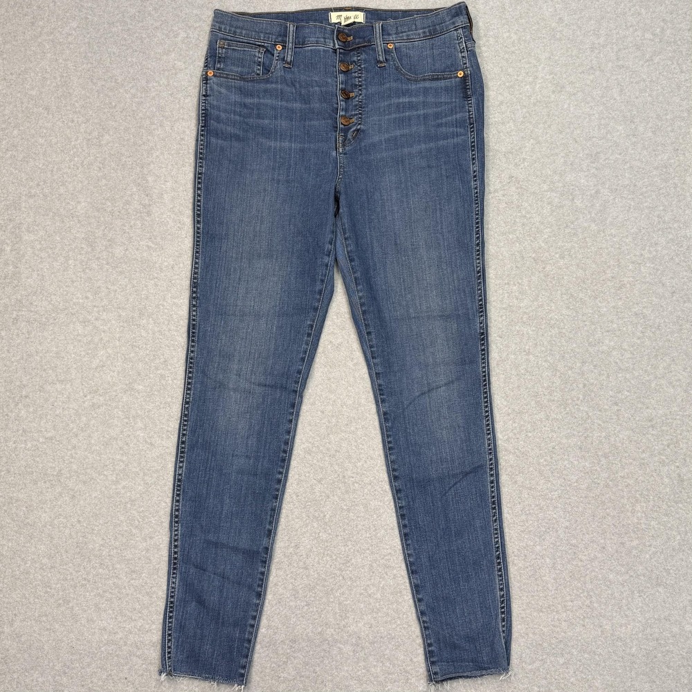 Madewell Jeans Womens 31 Tall (34x31) High Rise Skinny Blue Button Fly Stretch‎